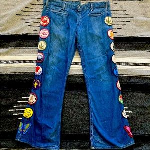 Vintage 1970’s landlubber flare  bell jeans with patches